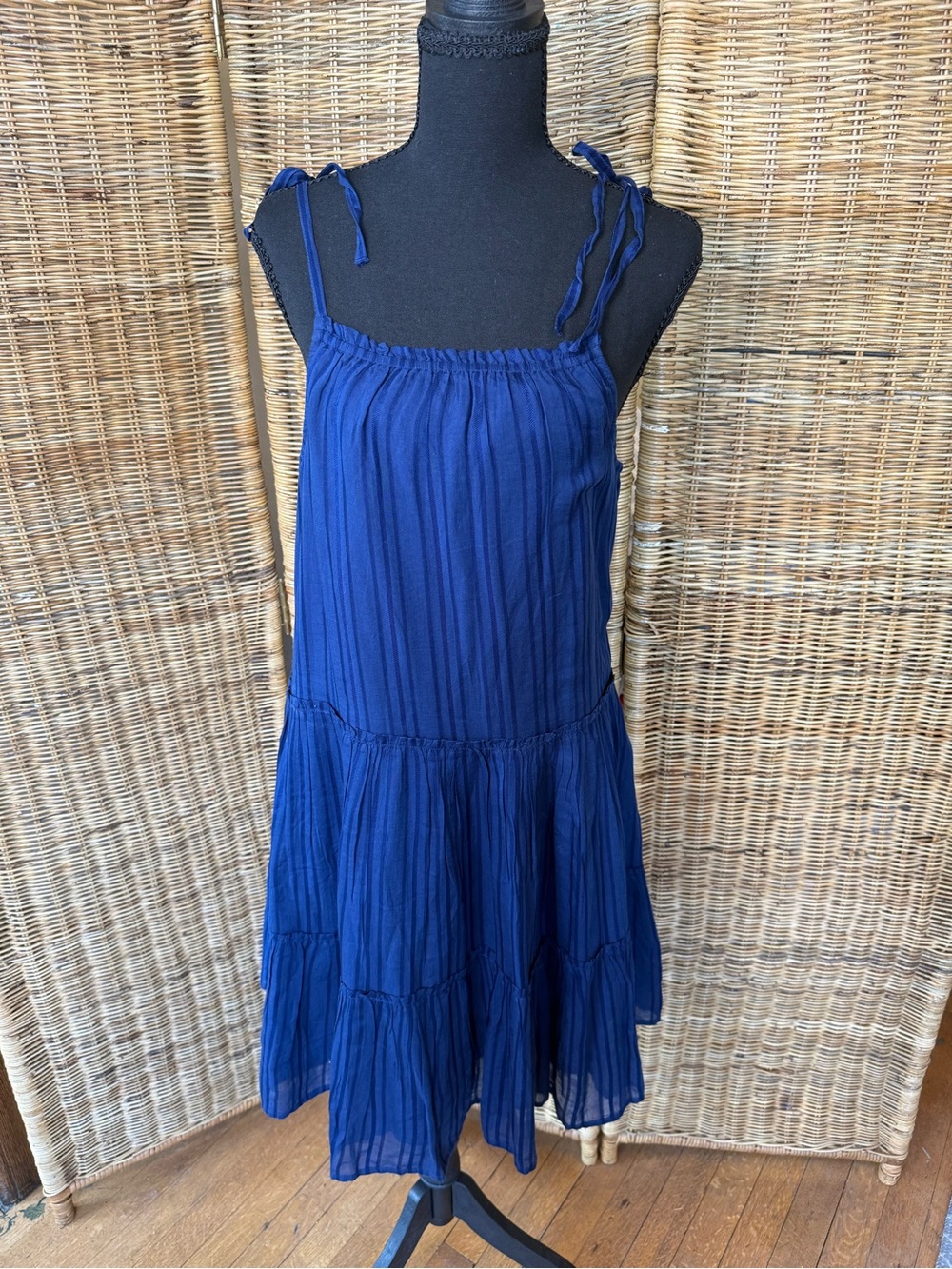 Vineyard Vines Girls' Royal Blue Tie-Shoulder Tiered Sundress